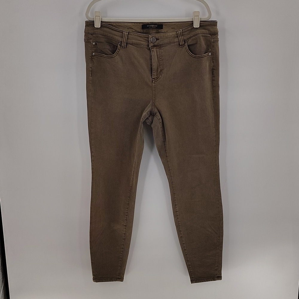 Liverpool the Skinny Jean Size 16W Olive Night Green Color Stretch